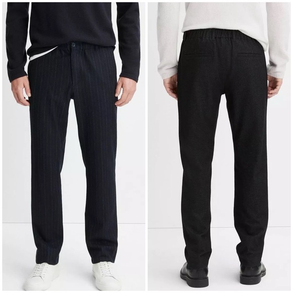 New Vince Pinstripe Virgin Wool Blend Flannel Trouser Pant Dark Navy Sz XXL - Picture 1 of 14